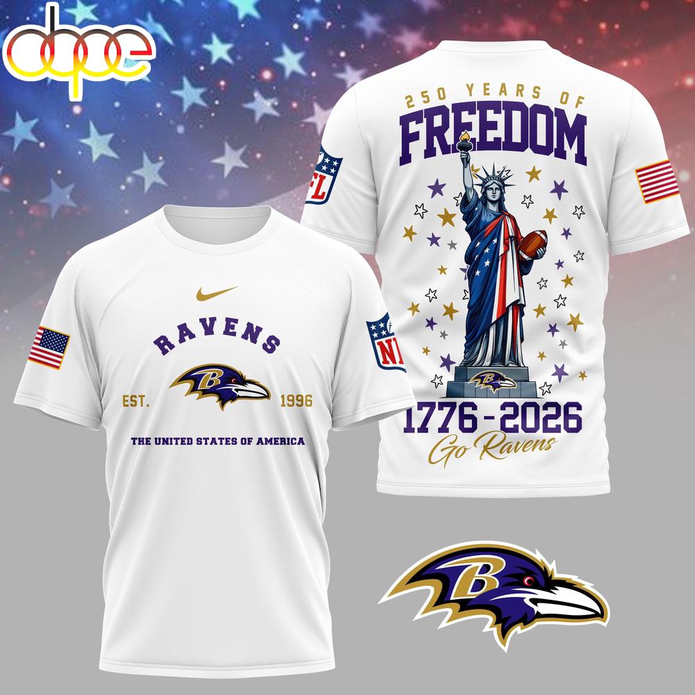 Baltimore Ravens NFL 250 Years of American Freedom 3D T-Shirt