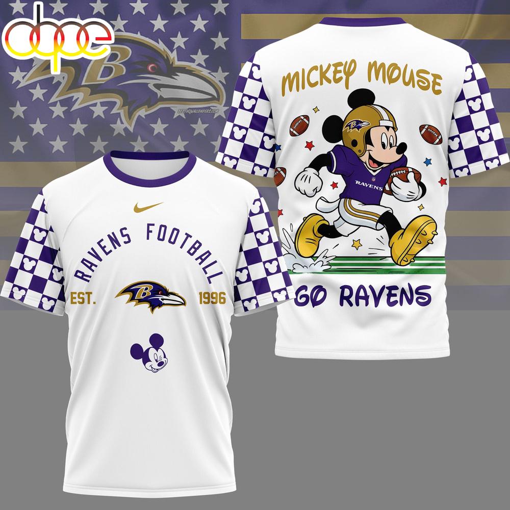 Baltimore Ravens NFL Mickey Football 3D T-Shirt For Fans