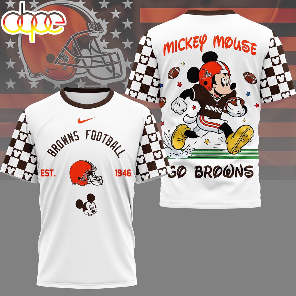 Cleveland Browns NFL Mickey Football 3D T-Shirt For Fans