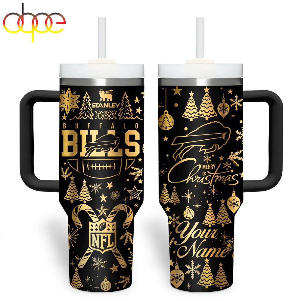 Custom Name Buffalo Bills NFL Holiday Gold Tumbler 40oz