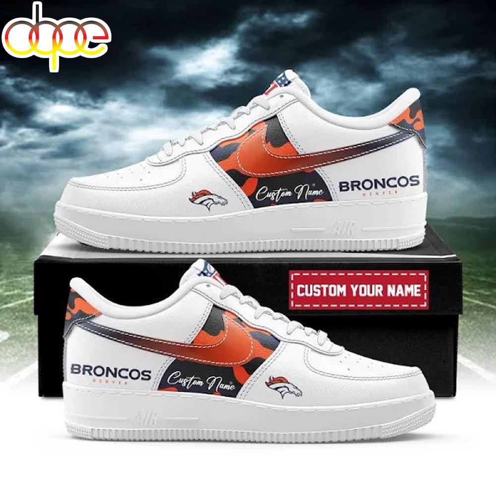 Custom Name Denver Broncos Team Air Force 1 Shoes