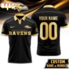 Custom Name Number Baltimore Ravens NFL Black And Gold Polo Shirt