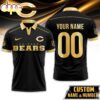 Custom Name Number Chicago Bears NFL Black And Gold Polo Shirt