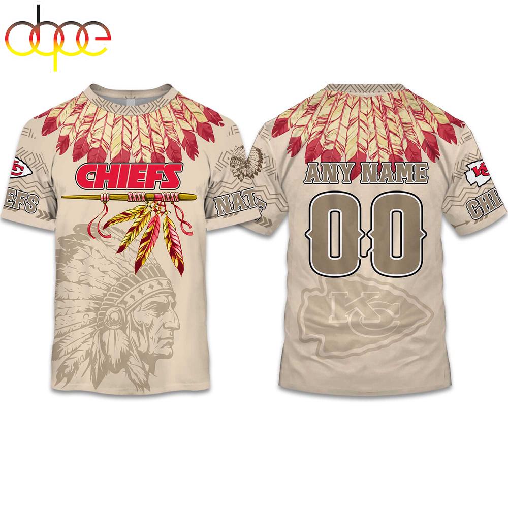 Custom Name Number Chiefs Native American Heritage 3D T-Shirt