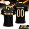 Custom Name Number Green Bay Packers NFL Black And Gold Polo Shirt