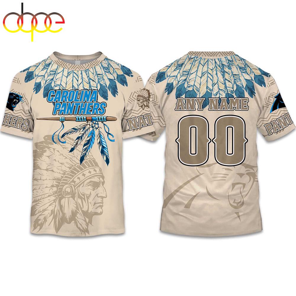 Custom Name Number Panthers Native American Heritage 3D T-Shirt