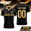 Custom Name Number Philadelphia Eagles NFL Black And Gold Polo Shirt