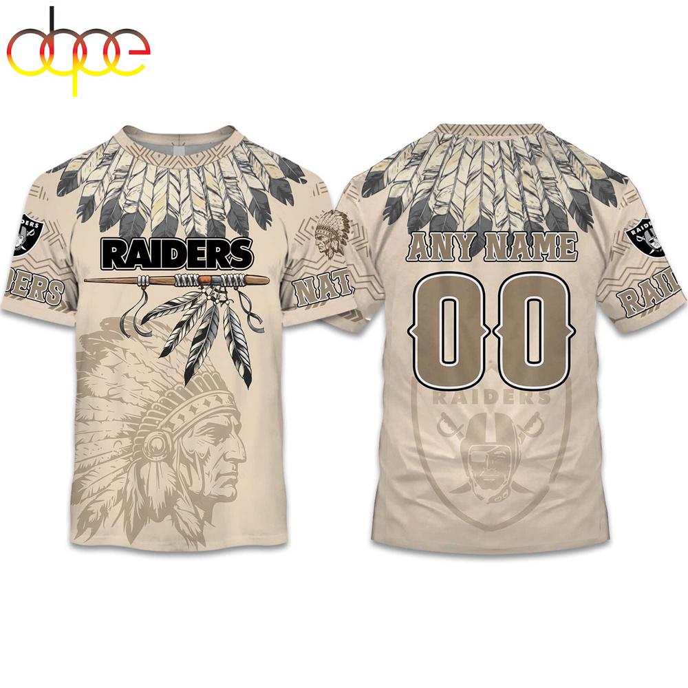 Custom Name Number Raiders Native American Heritage 3D T-Shirt