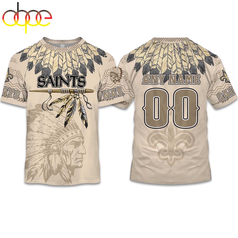 Custom Name Number Saints Native American Heritage 3D T-Shirt