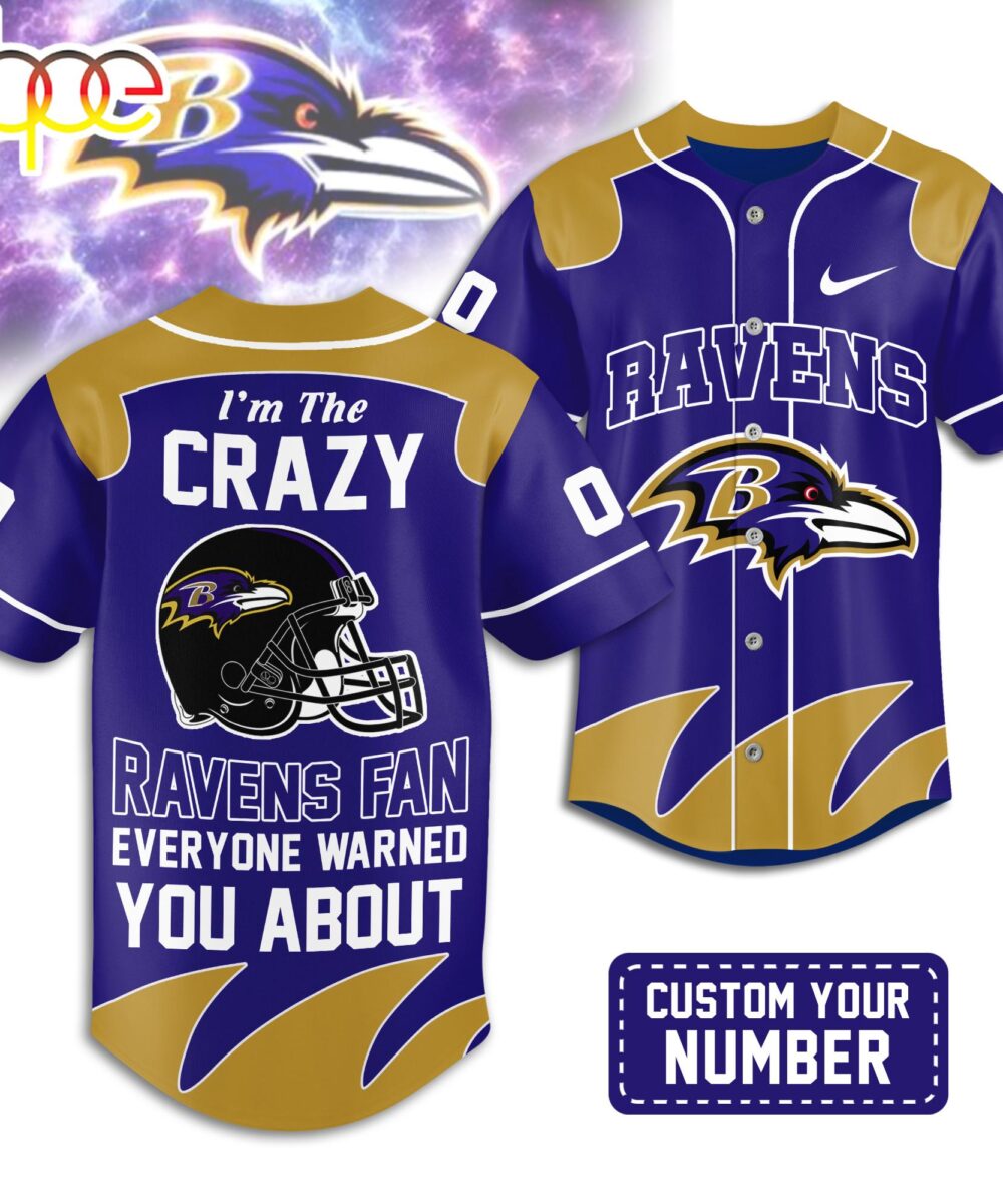 Custom Number Baltimore Ravens NFL Crazy Football Baseball Jersey