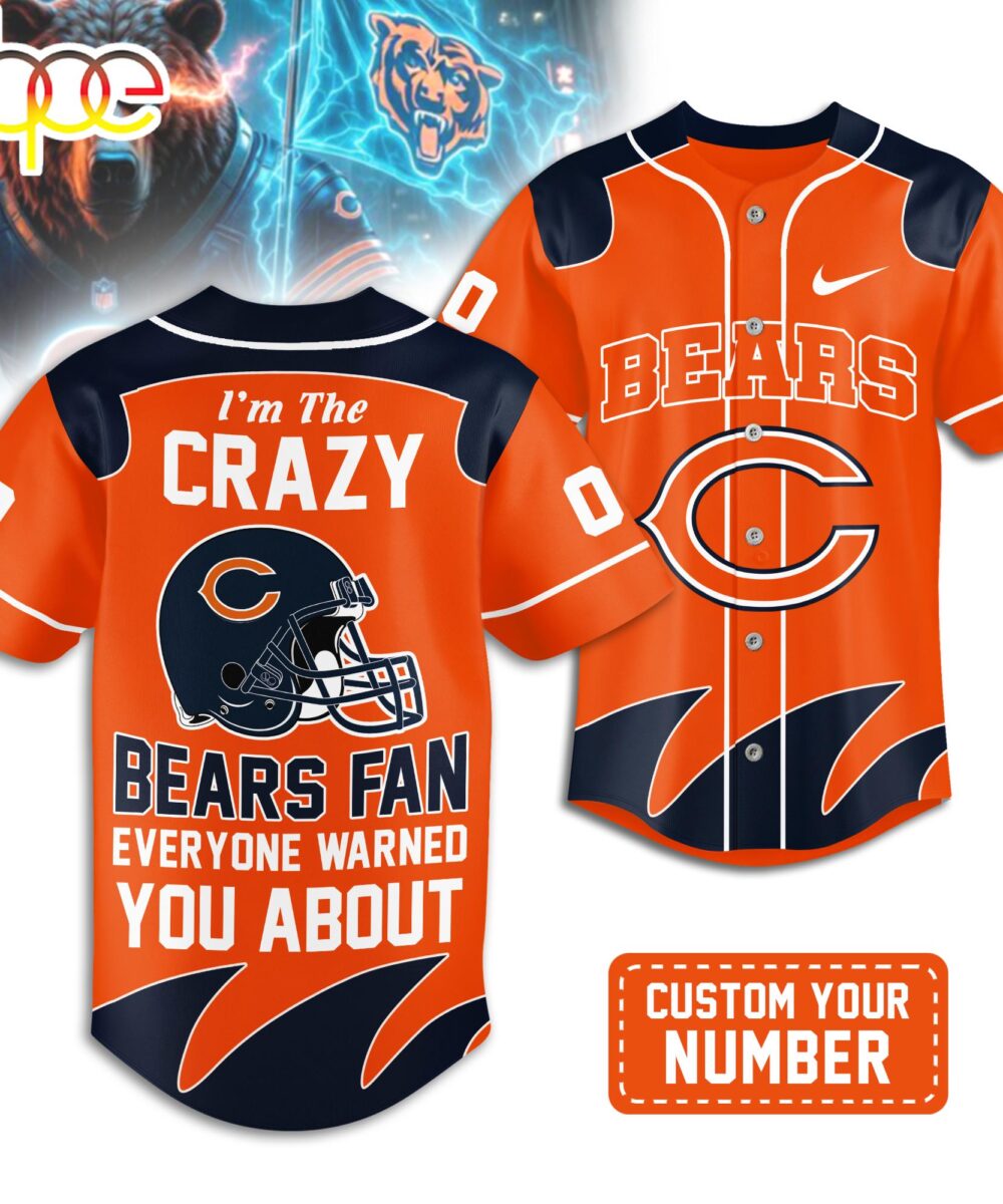 Custom Number Chicago Bears NFL Crazy Football Baseball Jersey