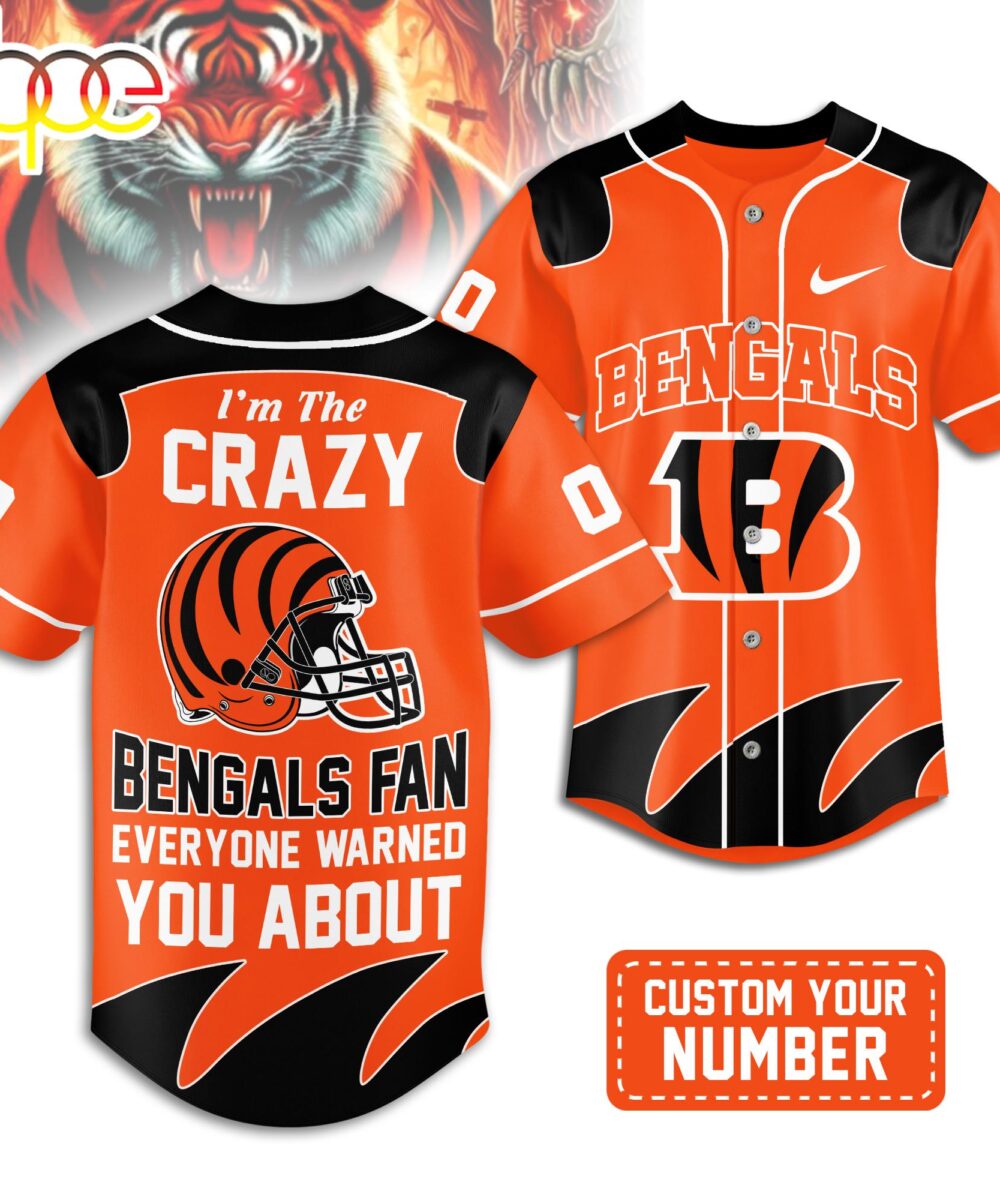 Custom Number Cincinnati Bengals NFL Crazy Football Baseball Jersey