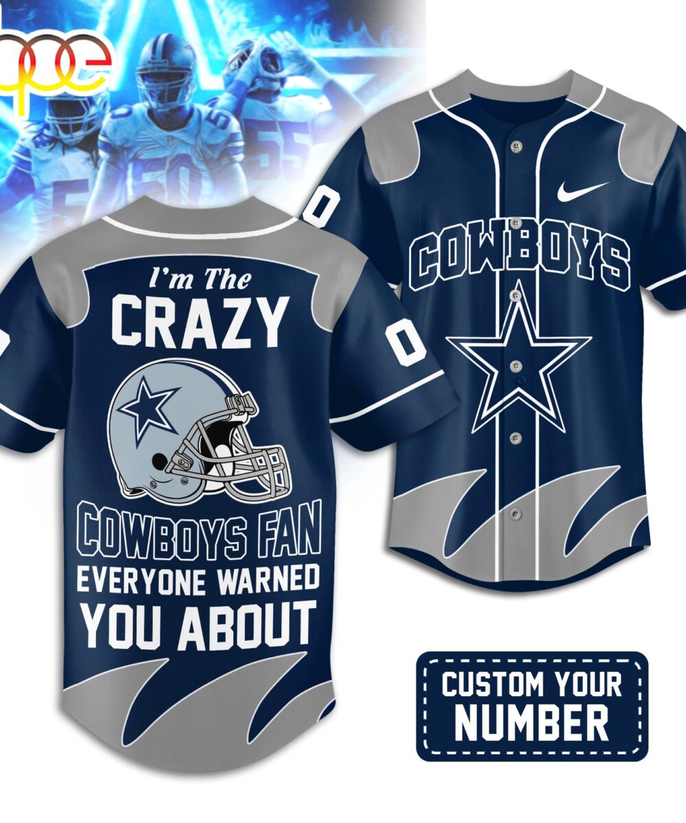 Custom Number Dallas Cowboys NFL Crazy Football Baseball Jersey