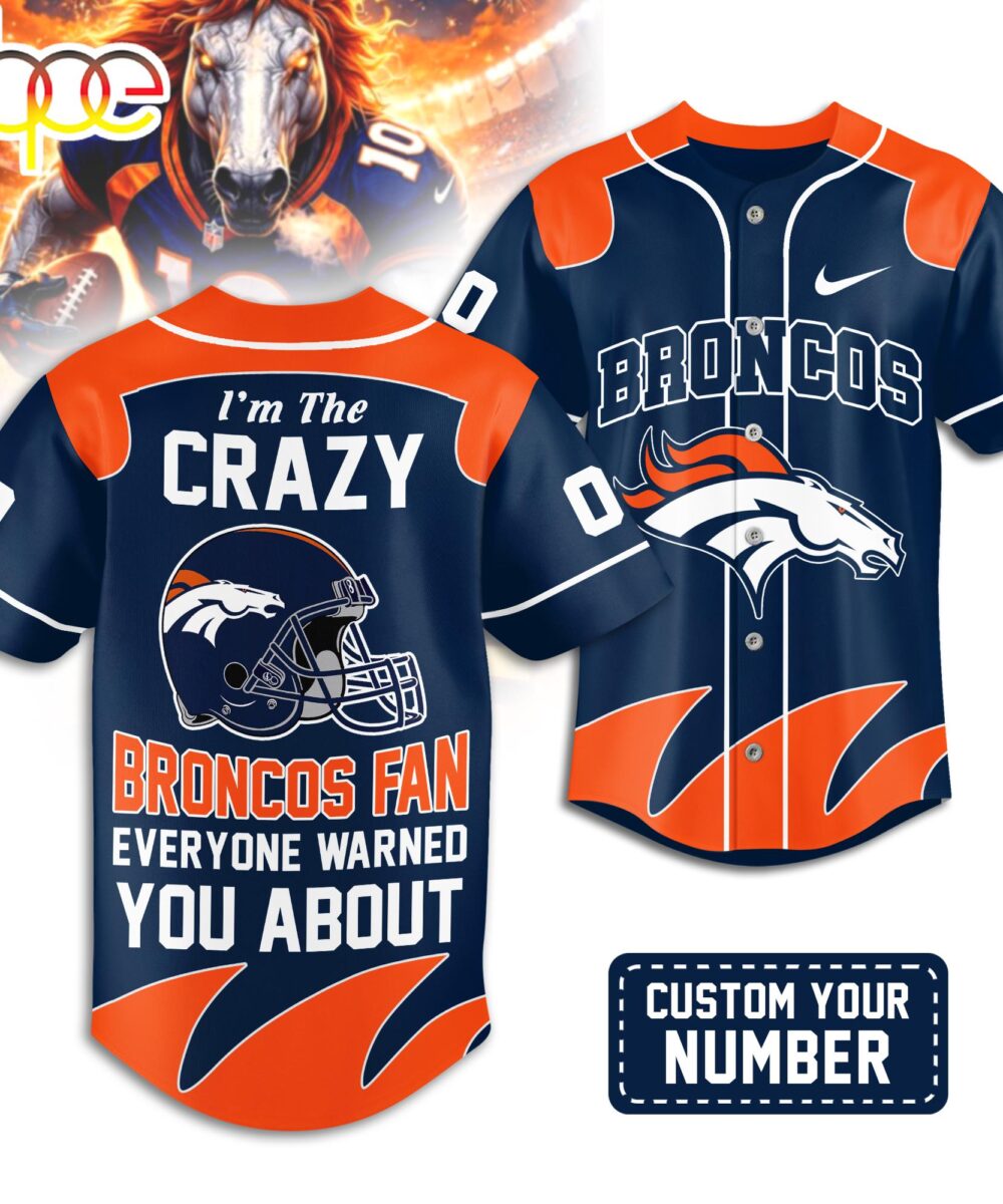 Custom Number Denver Broncos NFL Crazy Football Baseball Jersey