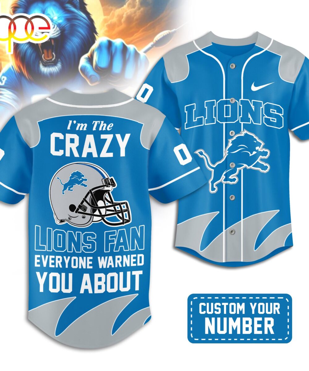 Custom Number Detroit Lions NFL Crazy Football Baseball Jersey