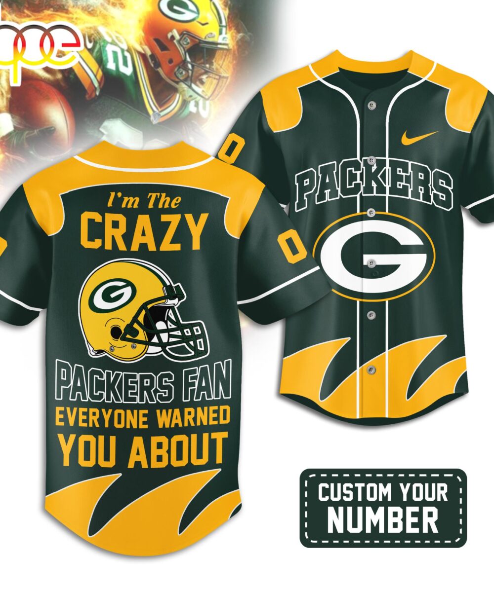 Custom Number Green Bay Packers NFL Crazy Football Baseball Jersey