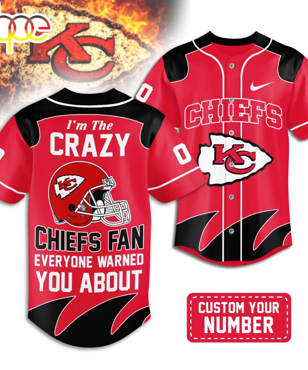 Custom Number Kansas City Chiefs NFL Crazy Football Baseball Jersey