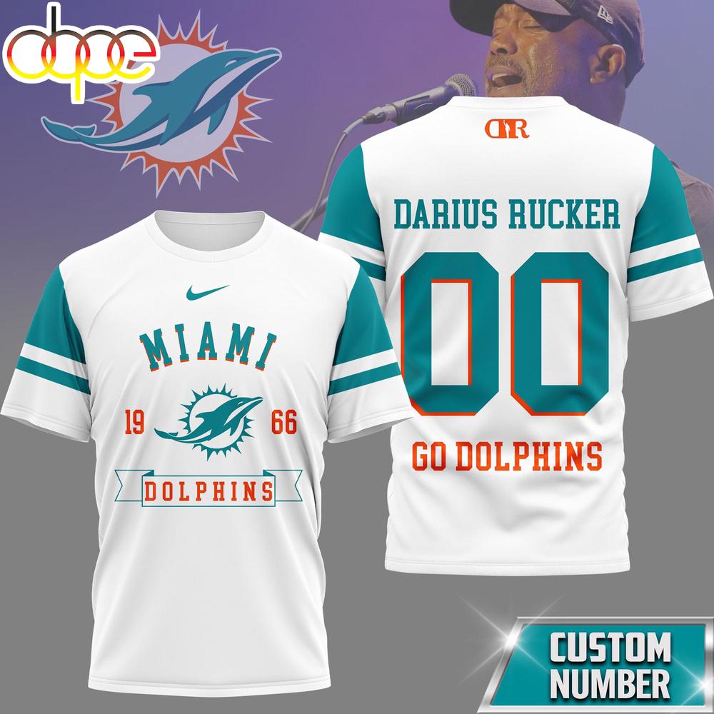 Custom Number Miami Dolphins NFL Darius Rucker Fan 3D T-Shirt For Fans