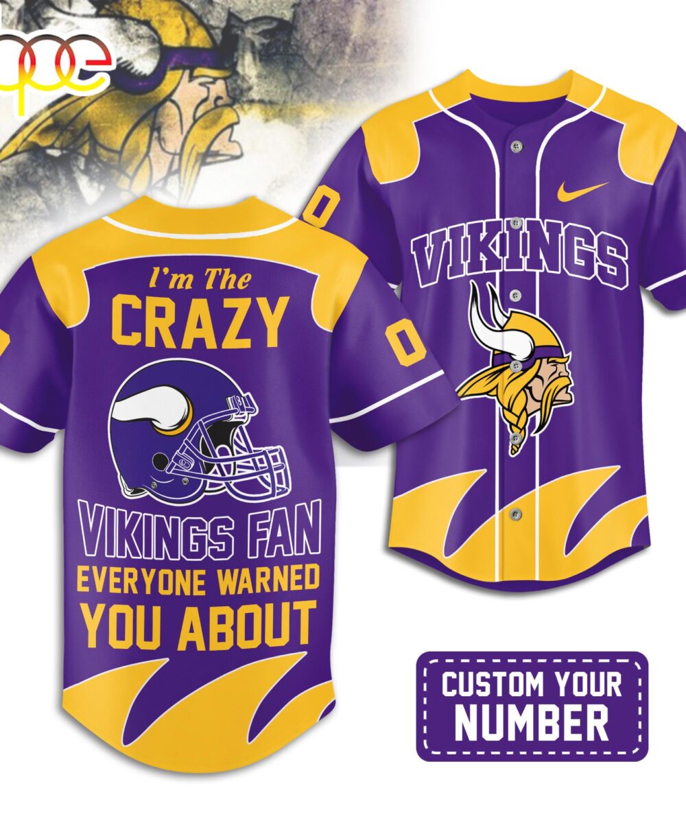 Custom Number Minnesota Vikings NFL Crazy Football Baseball Jersey