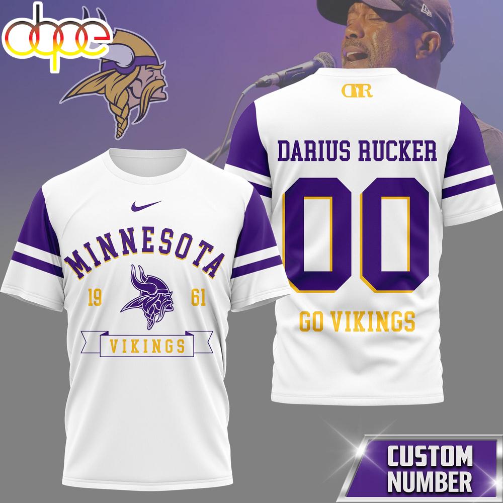Custom Number Minnesota Vikings NFL Darius Rucker Fan 3D T-Shirt