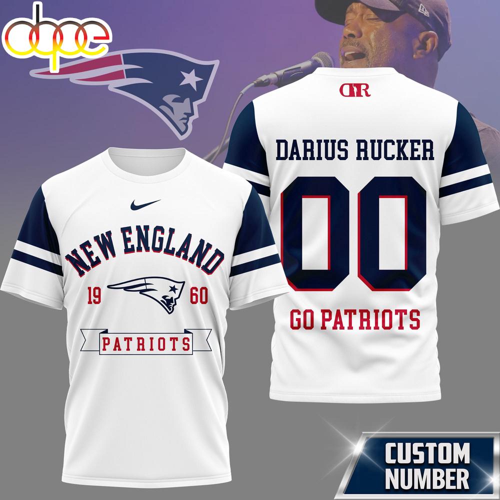 Custom Number New England Patriots NFL Darius Rucker Fan 3D T-Shirt