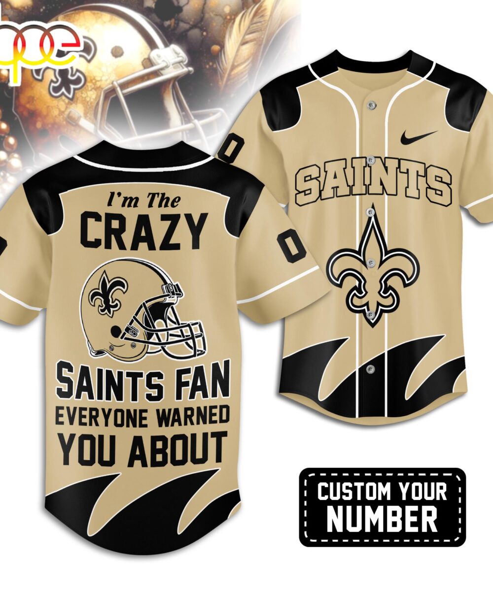 Custom Number New Orleans Saints NFL Crazy Football Baseball Jersey