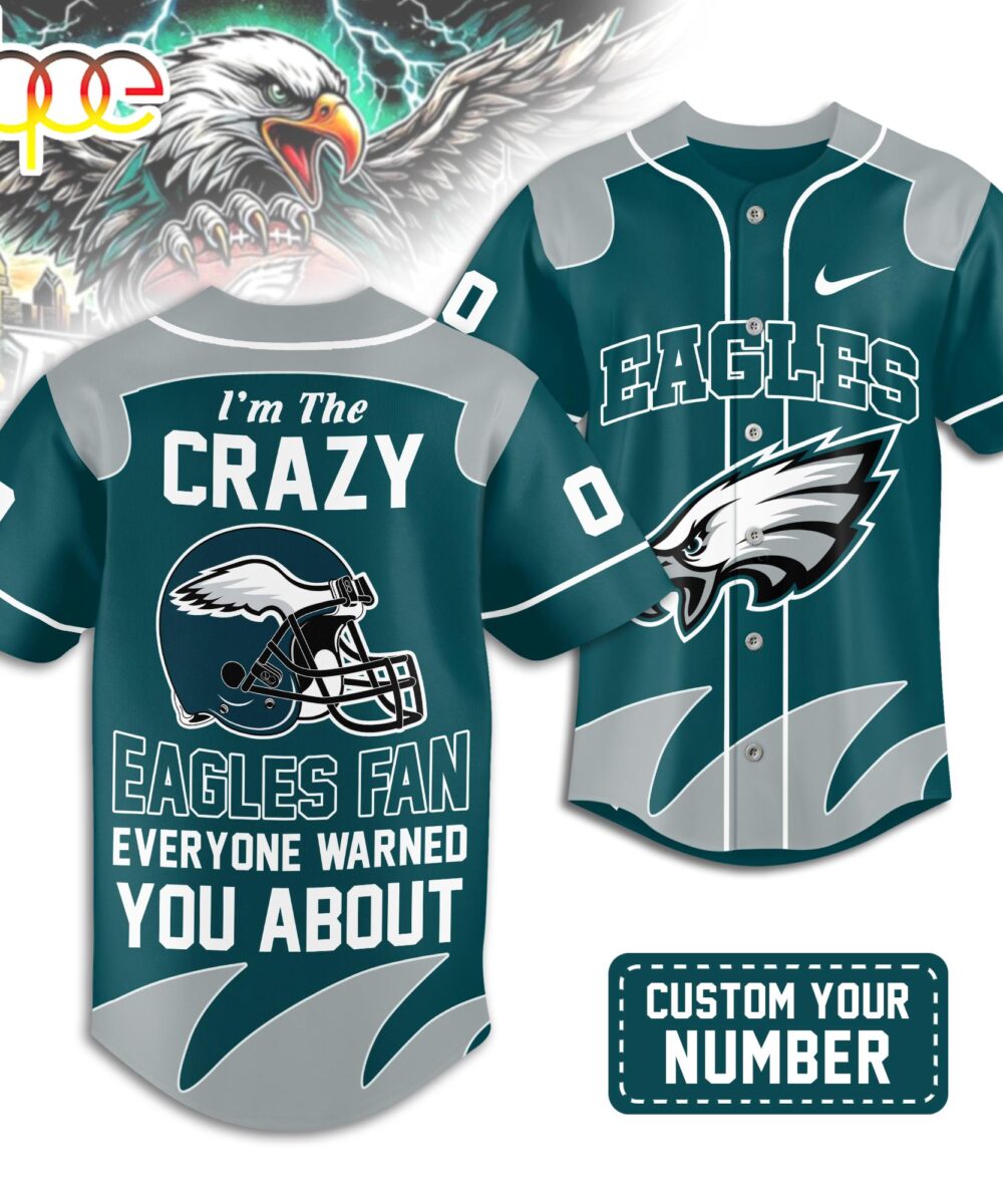 Custom Number Philadelphia Eagles NFL Crazy Football Baseball Jersey