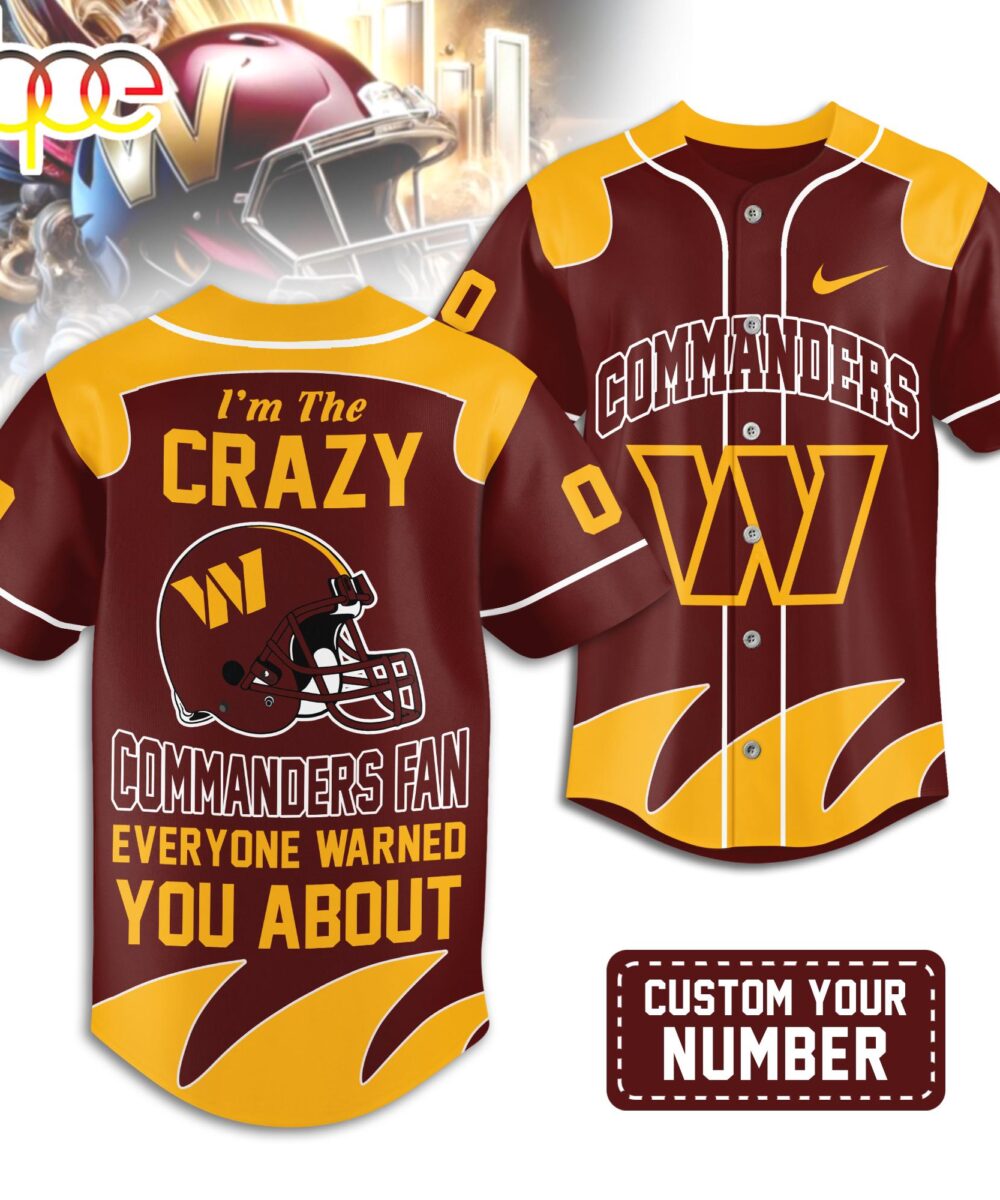 Custom Number Washington Commanders NFL Crazy Football Baseball Jersey