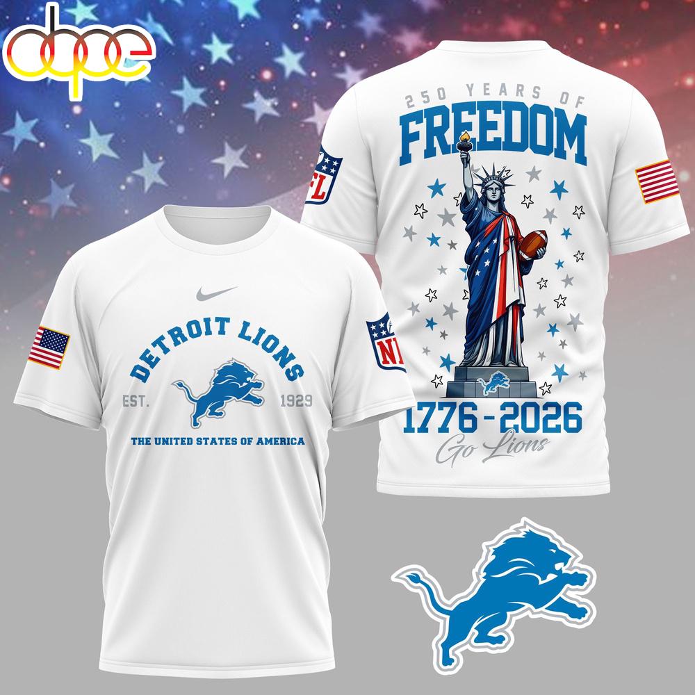 Detroit Lions NFL 250 Years of American Freedom 3D T-Shirt