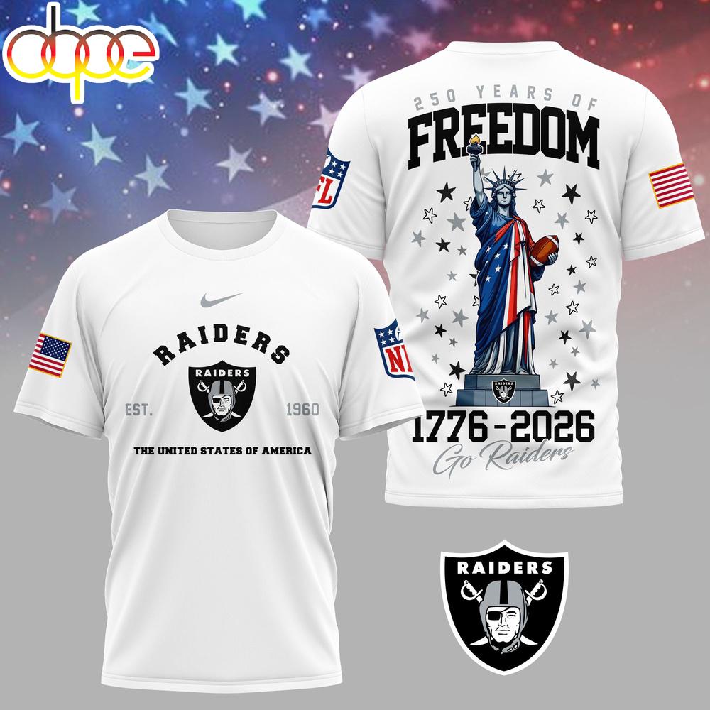 Las Vegas Raiders NFL 250 Years of American Freedom 3D T-Shirt