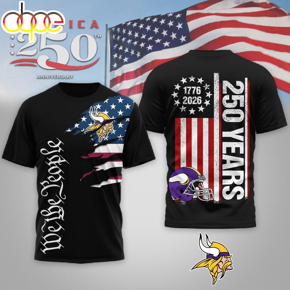 Minnesota Vikings NFL We The People USA 250th Anniversary 3D T-Shirt