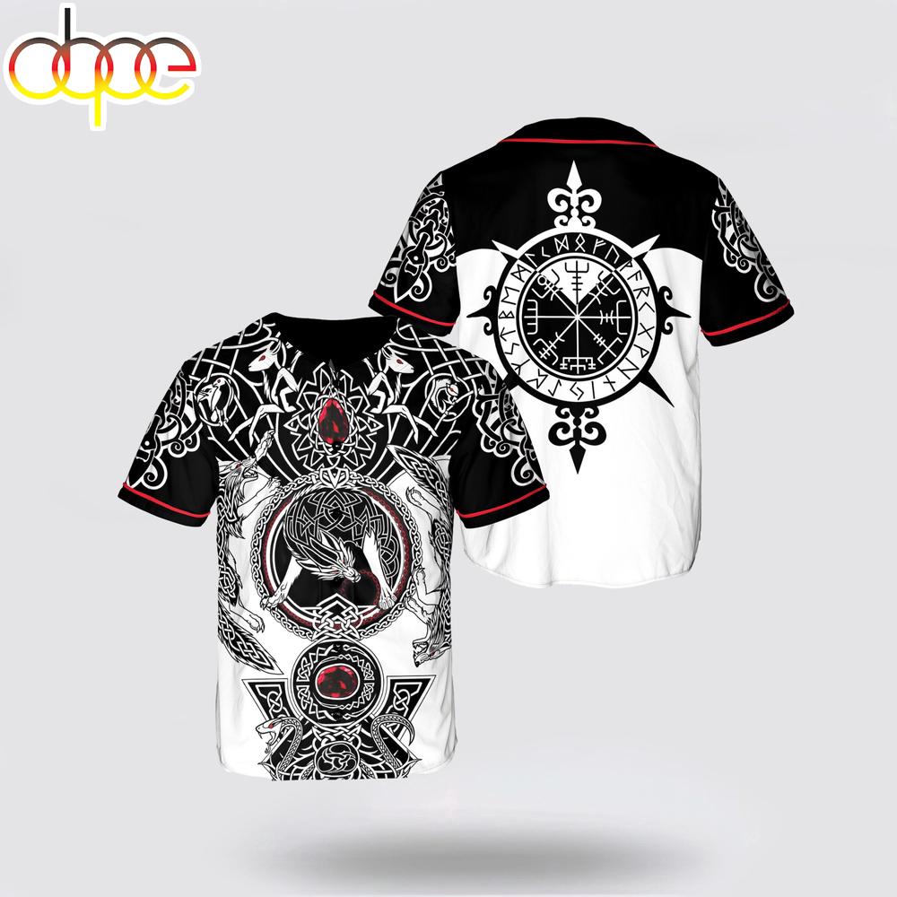 Viking Tattoo Wolf Baseball Jersey Shirt