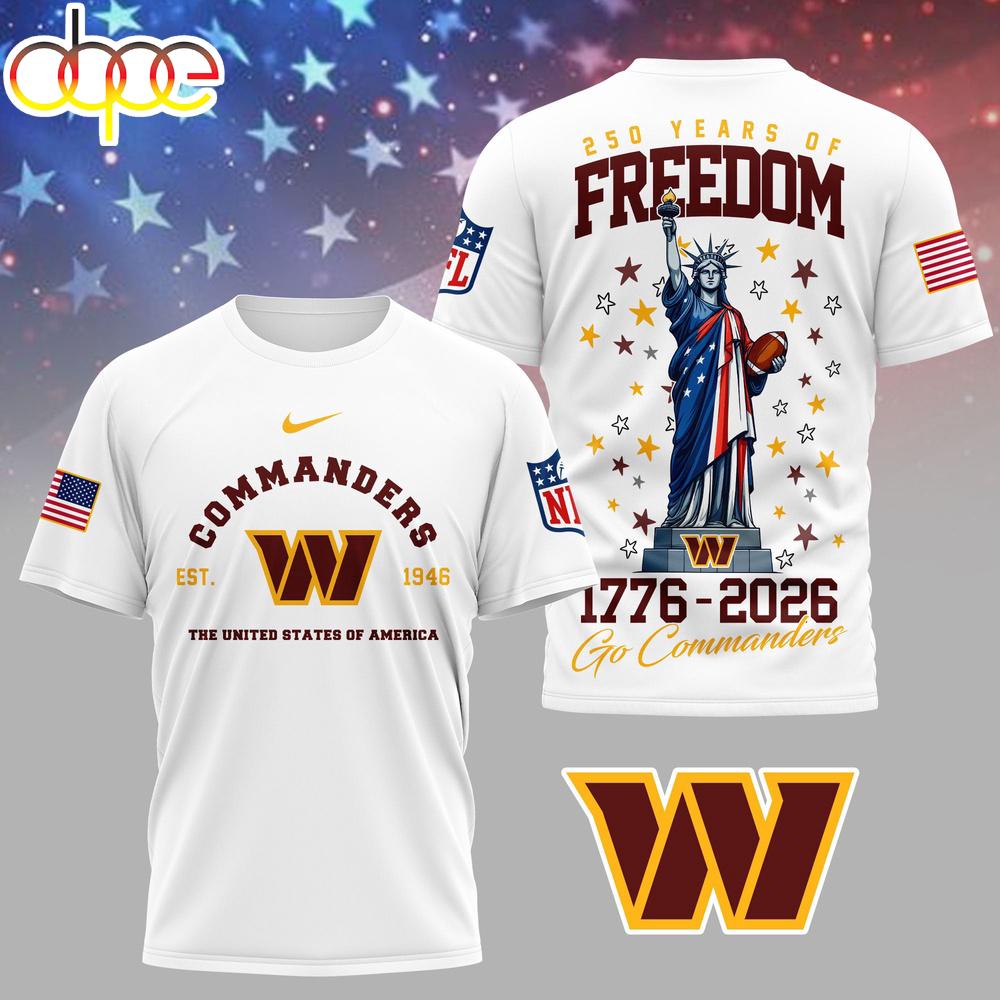 Washington Commanders NFL 250 Years of American Freedom 3D T-Shirt