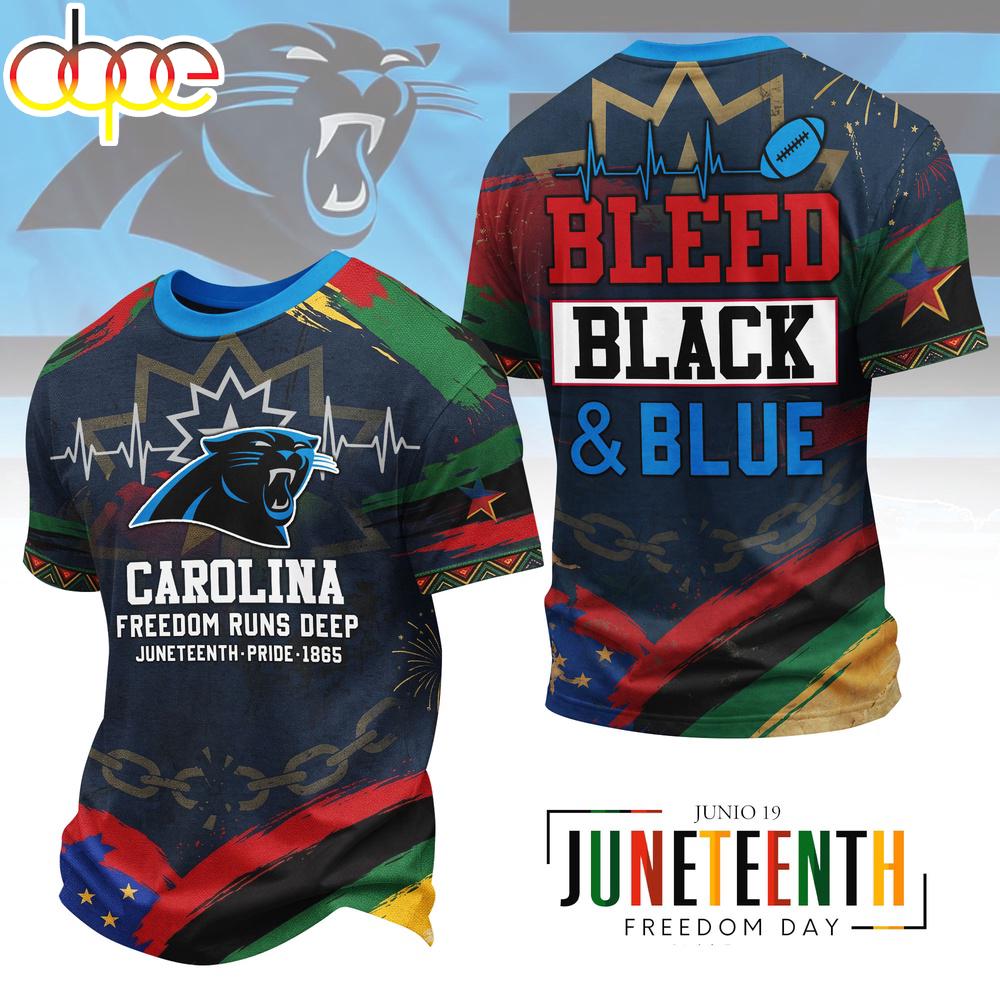 Carolina Panthers NFL Juneteenth Freedom 3D T-Shirt