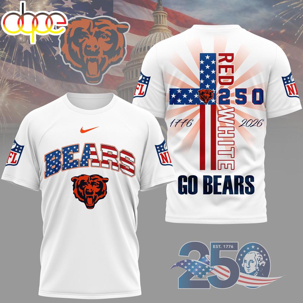Chicago Bears NFL America 250 3D T-Shirt