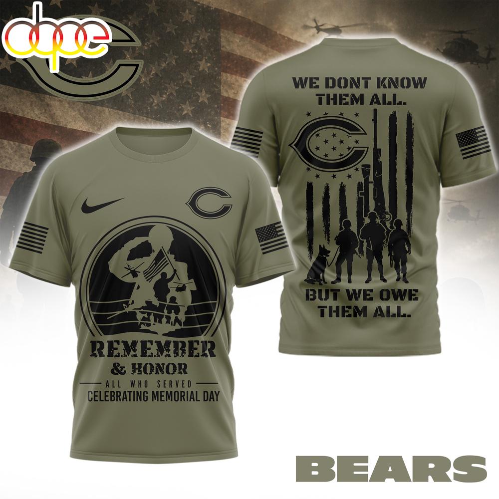 Chicago Bears NFL Celebrating Memorial Day 3D T-Shirt
