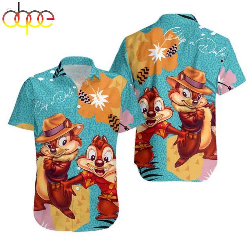 Chip n Dale Green Orange Brown Patterns Hawaiian Shirts