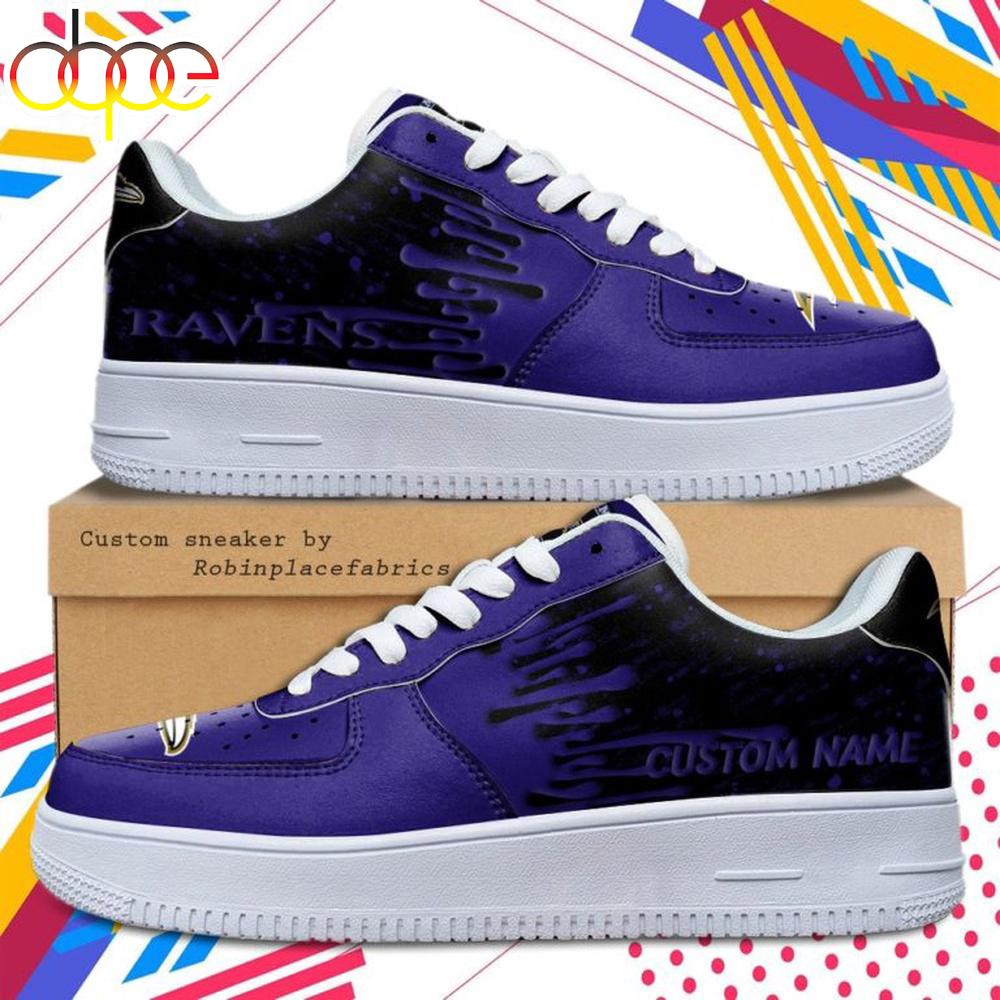 Custom Name Baltimore Ravens NFL Color Pattern Air Force 1 Shoes