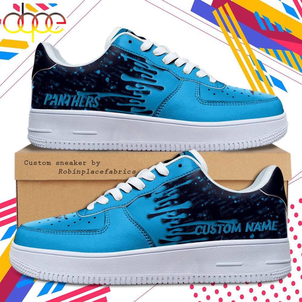 Custom Name Carolina Panthers NFL Color Pattern Air Force 1 Shoes
