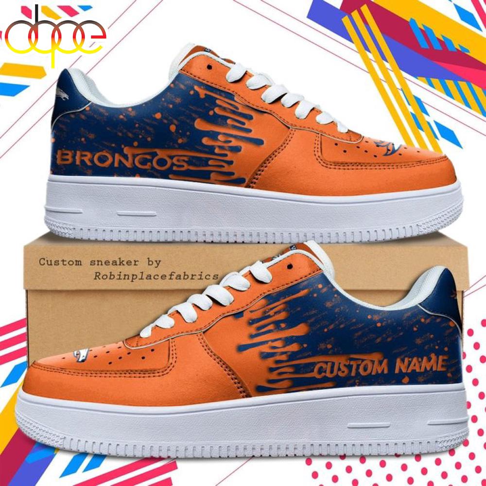 Custom Name Denver Broncos NFL Color Pattern Air Force 1 Shoes