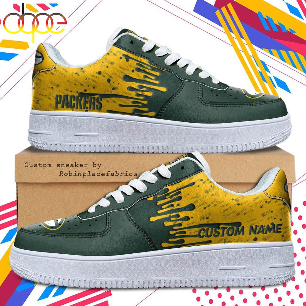 Custom Name Green Bay Packers NFL Color Pattern Air Force 1 Shoes