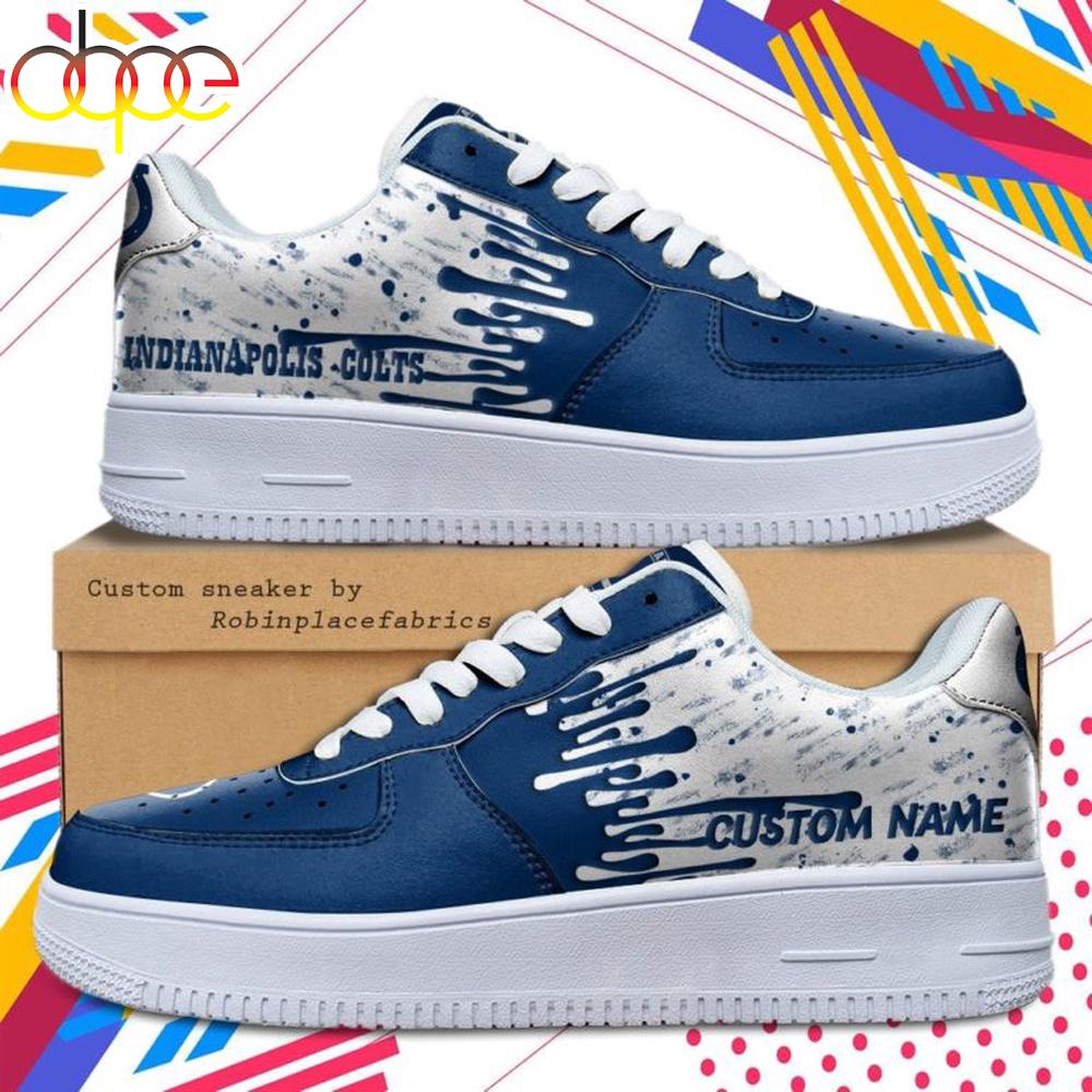 Custom Name Indianapolis Colts NFL Color Pattern Air Force 1 Shoes