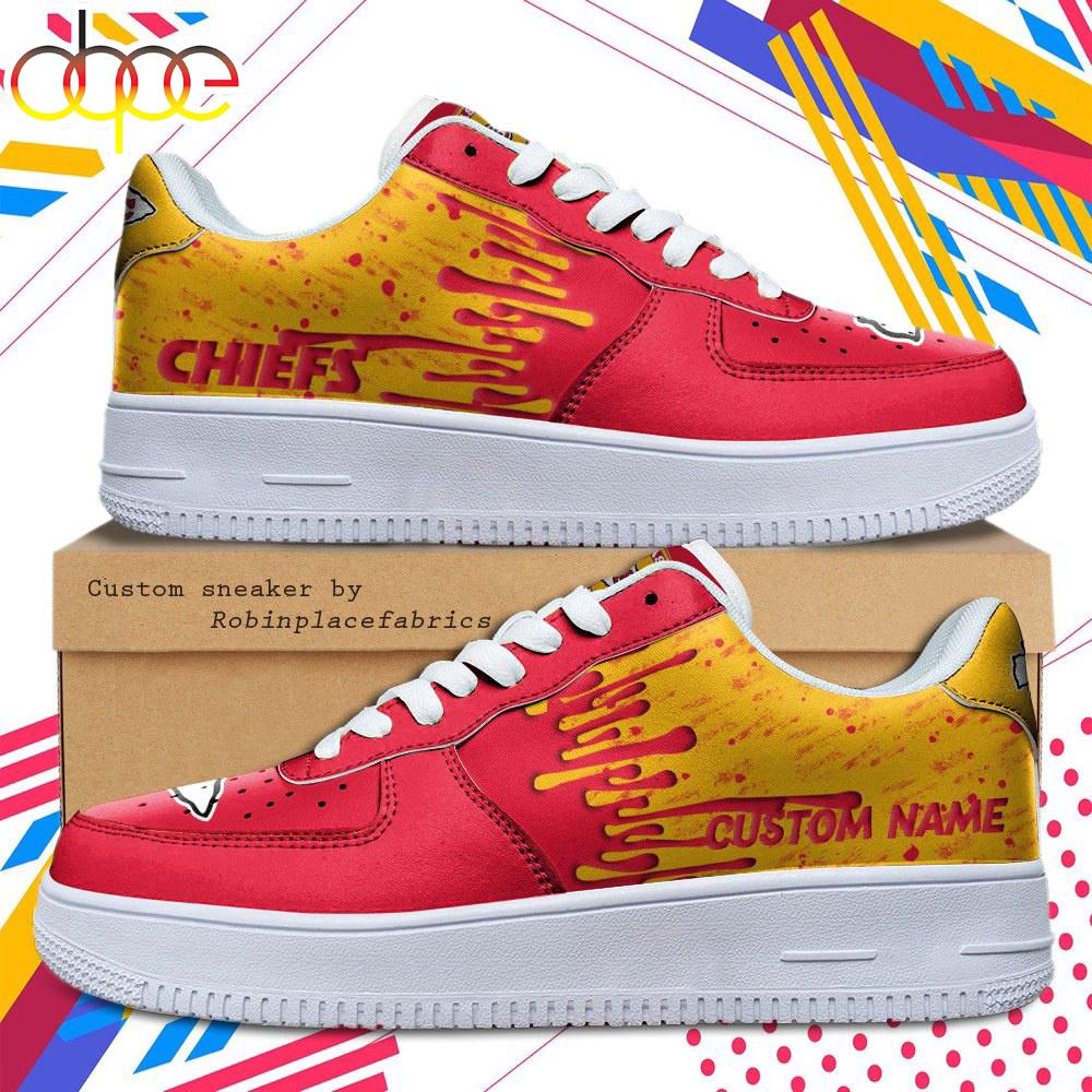 Custom Name Kansas City Chiefs NFL Color Pattern Air Force 1 Shoes