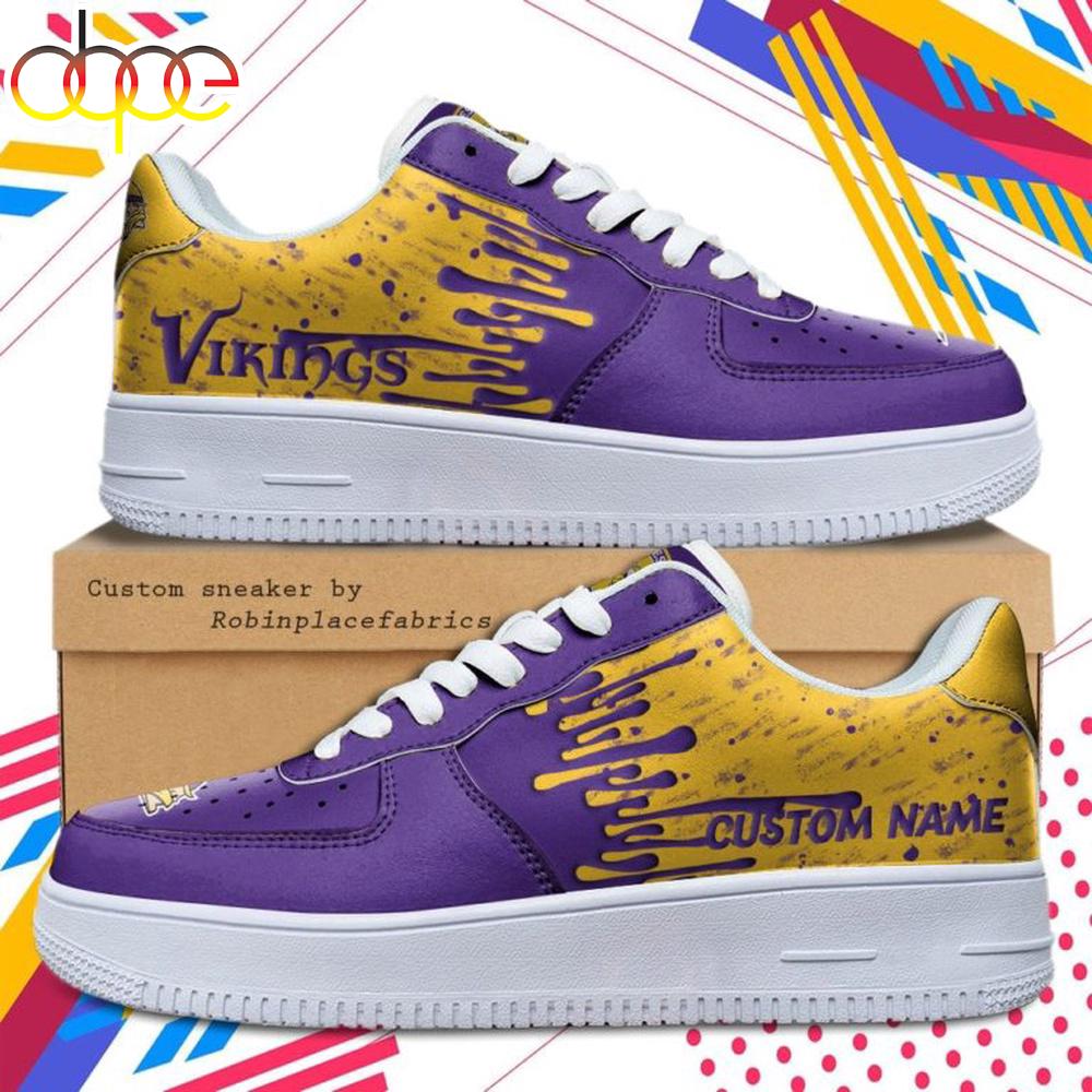 Custom Name Minnesota Vikings NFL Color Pattern Air Force 1 Shoes