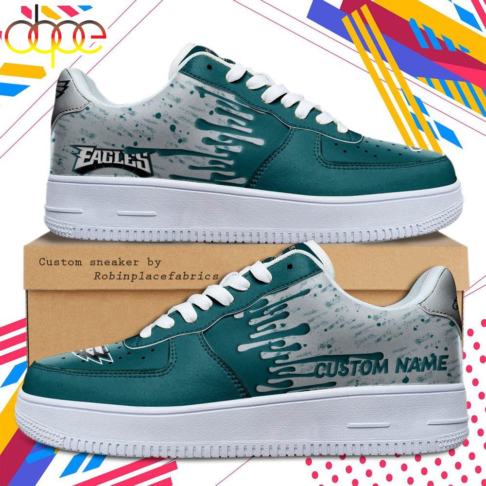 Custom Name Philadelphia Eagles NFL Color Pattern Air Force 1 Shoes