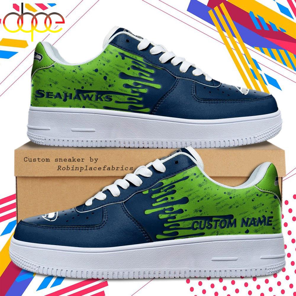 Custom Name Seattle Seahawks NFL Color Pattern Air Force 1 Shoes
