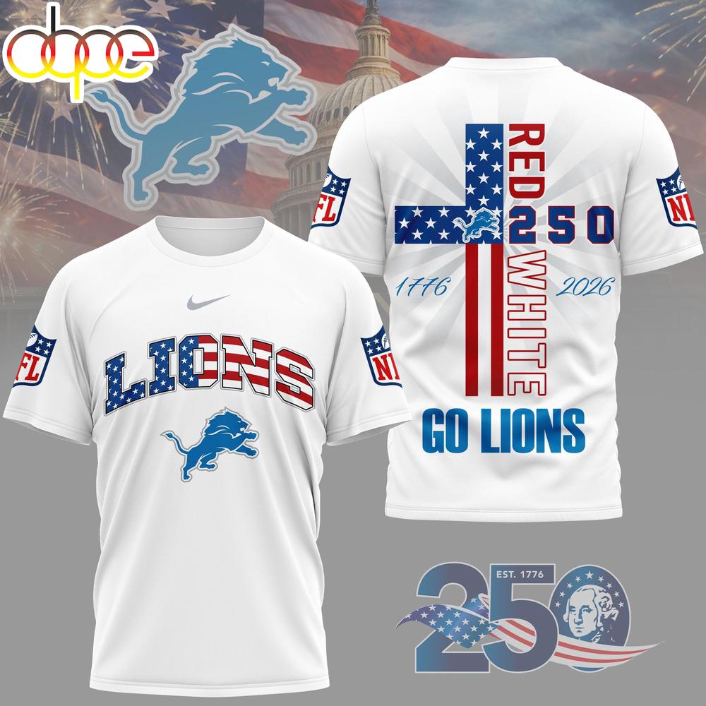 Detroit Lions NFL America 250 3D T-Shirt