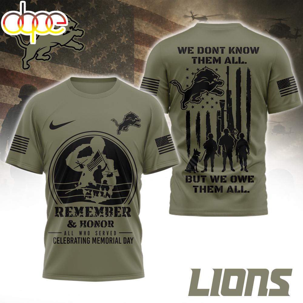 Detroit Lions NFL Celebrating Memorial Day 3D T-Shirt