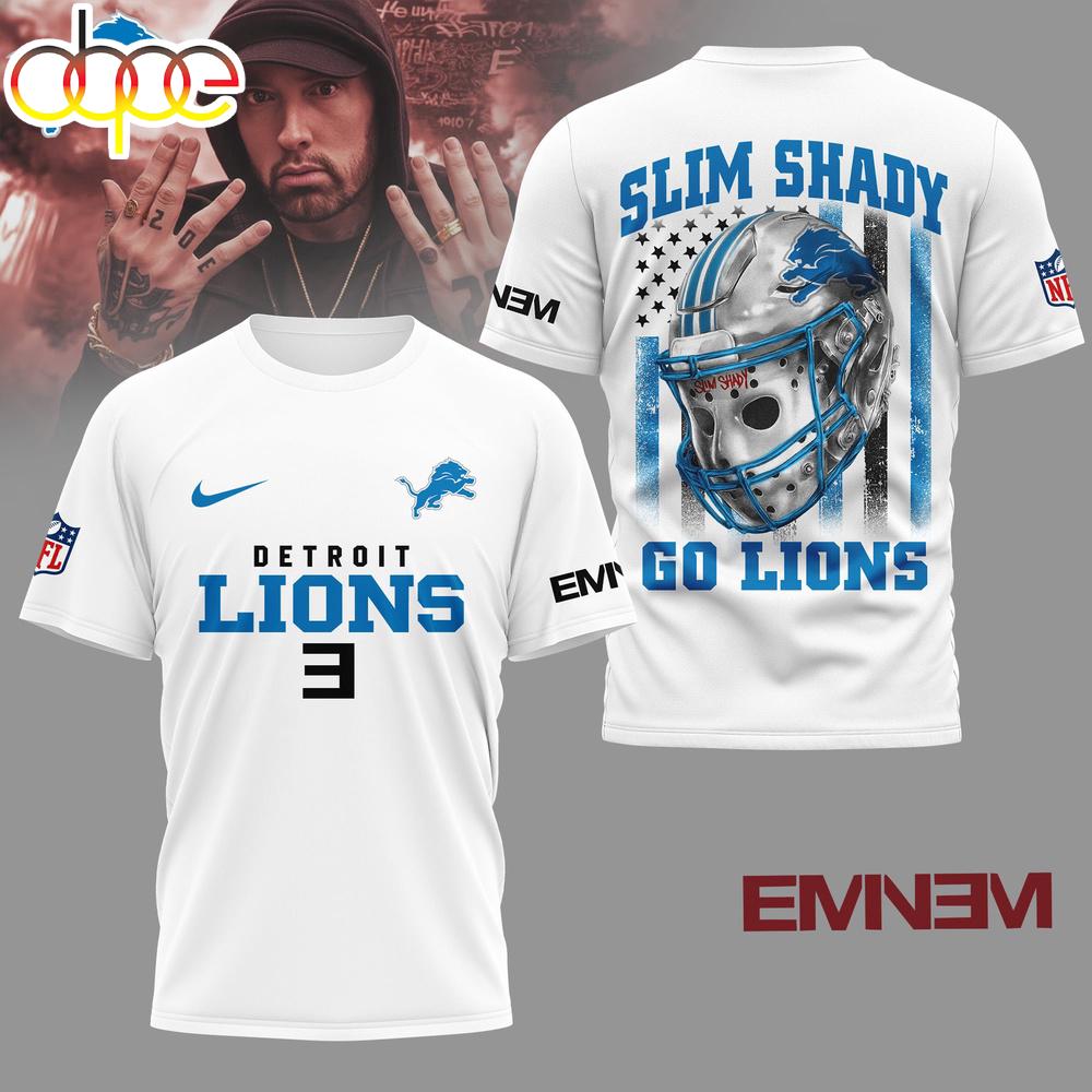 Detroit Lions NFL Eminem Fan 3D T-Shirt