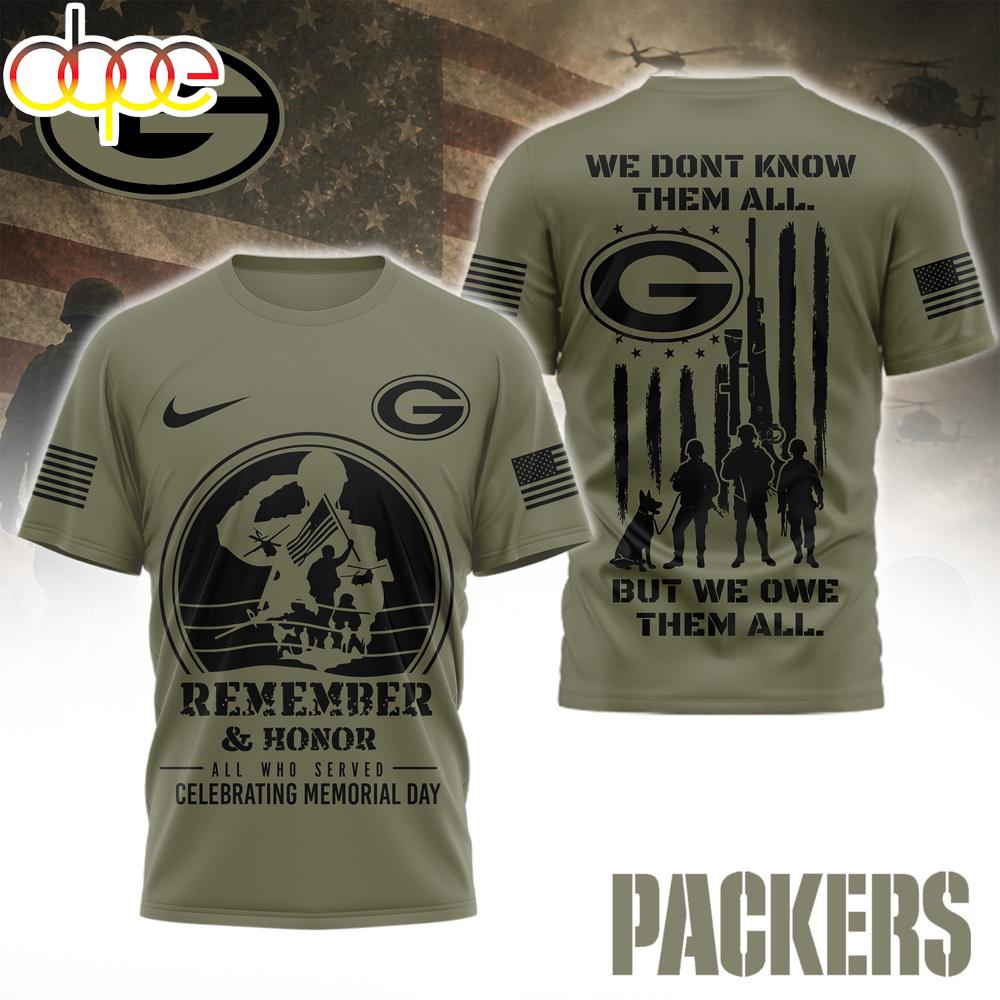 Green Bay Packers NFL Celebrating Memorial Day 3D T-Shirt